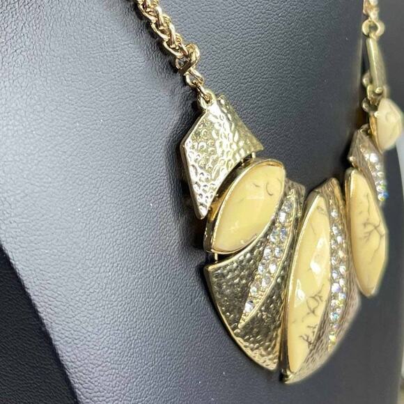 Vintage Necklace Rhinestone Bib Choker  U23 - Picture 4 of 7